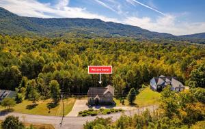an overhead view of a sign in front of a house at Cabin Haven Theater Game room Hot Tub Yard in Sevierville