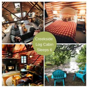 un collage de fotos de una cabaña de madera en Stony Creek Lodge, en Kahkhout Mountain