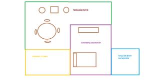 a plan of a bathroom with a toilet and a sink at Mango Studio in Sainte-Luce
