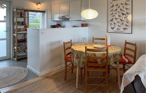 a kitchen and dining room with a table and chairs at Awesome Apartment In Hals With House A Panoramic View in Skovsgård