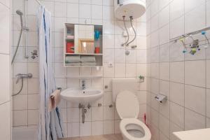 a small bathroom with a toilet and a sink at Apartments Sanja in Vir +54 photos