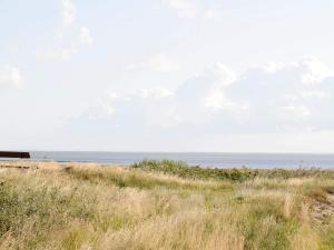 a field of grass with the ocean in the background at 4 person holiday home in Rømø-By Traum in Rømø Kirkeby