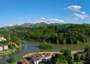 Una vista aérea de un río con casas y árboles. en Appartement Handia, en Amotz 2 fotos más