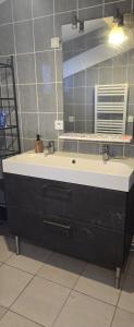 a bathroom with a sink and a mirror at Cœur de Provence in Marignane