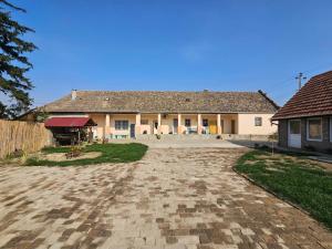 a house with a brick driveway in front of it at Apartmany Detvanka in Bački Petrovac