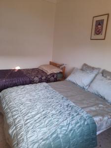 Ένα ή περισσότερα κρεβάτια σε δωμάτιο στο Peaceful room, Thuir centre, view Le Canigou