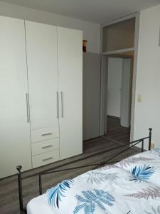 a bedroom with two beds and a closet at Apartment Arte in Graz