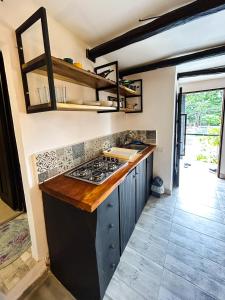 una cocina con estufa y encimera en Apartamento Pardo1945 TIPO INDUSTRIAL, en Mompós 7 fotos más