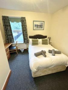 a bedroom with a bed and a window at Coastal Lodge in Leiston