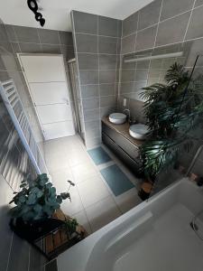 a bathroom with two toilets and a bath tub at Chambres modernes avec salle de bain privative in Saint-Pierre-du-Mont +10 photos