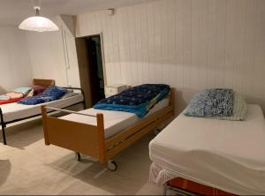 BrakelにあるBrakel Monteu - Fererien Wohnung 2 Zimmerの部屋にベッドが2つある部屋