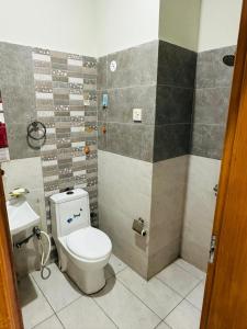 a bathroom with a toilet and a sink at Flat in wah cantt in Wāh