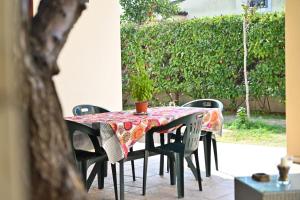 a table with chairs and a potted plant on it at Dimora Lucci Marini in Taranto