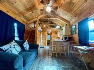 オカラにあるLuxury Cabin 12のソファと天井ファンのあるリビングルーム