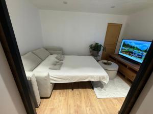 Postel nebo postele na pokoji v ubytování Appart cocooning terrasse