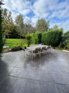 ein Tisch und Stühle auf einer Terrasse in der Unterkunft Stelorevan in Bailly-Romainvilliers