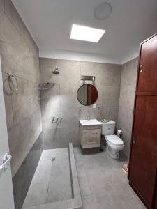 a bathroom with a shower and a toilet and a sink at Serena in Concepción del Uruguay +25 photos