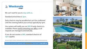 a screenshot of a flyer for a house with a swimming pool at Villa 2br Pinot Nois Villa in Pokolbin