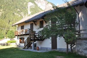 a white house with a staircase and a tree at Geppo San Domenico in San Domenico