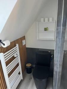 ペネスタンにあるDivine Demeureの屋根裏のバスルーム(黒いトイレ付)