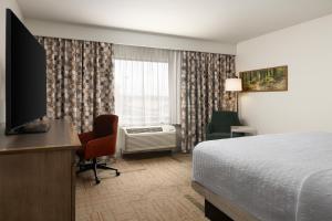 ホワイトフィッシュにあるHampton Inn & Suites Whitefishのベッドとテレビがあるホテルの部屋
