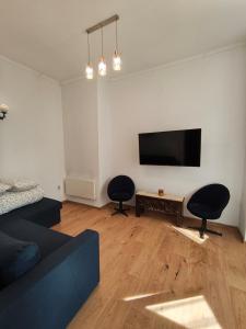 Μια τηλεόραση ή/και κέντρο ψυχαγωγίας στο Stylish apartment, top center with private Sauna