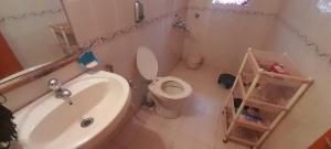 un piccolo bagno con un water e un lavandino di Richnest Apartment and villas Colva a Colva Altre 36 foto