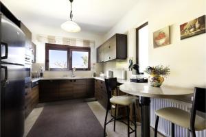 ファリラキにあるVilla Leylandのキッチン(カウンター、テーブル付)