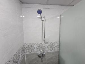 a shower in a bathroom with a glass door at Talira Luxury Camp in Wadi Rum +57 photos