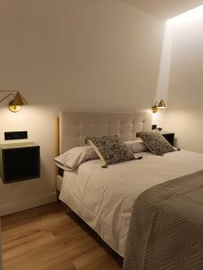 ein Schlafzimmer mit einem großen Bett und einem Fernseher in der Unterkunft Piso Carpio, 22 by pisoschulospuntoes in León