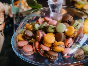 a glass bowl filled with different types of food at Mercure Timisoara in Timişoara