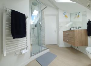a bathroom with a shower and a toilet and a sink at Du Peps au coeur d'Angers ! in Angers