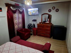 Μια τηλεόραση ή/και κέντρο ψυχαγωγίας στο Ruths Guest House Private 1 Bedroom Home