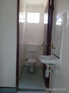 a bathroom with a toilet and a sink at Polycap Cottage Home in Murangʼa +11 photos