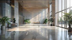 Un vestíbulo con plantas en macetas en un edificio. en Meipeng Light Luxury-Olympic Sports Center International Financial City Store, en Guangzhou