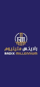 a logo for a rishi millowment on a purple background at راديكس ميلينيوم Radix Millennium in Ar Ruwanah