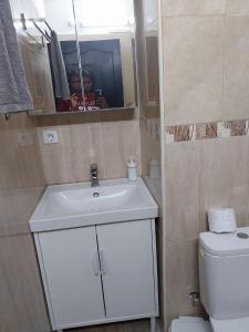 a small bathroom with a sink and a toilet at Vivienda en Arrecife de 4 habitaciones in Arrecife