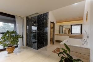 Un baño con ducha, bañera y lavabo. en Gosteria Hata PODOPRYGORA, en Obukhivka 56 fotos más