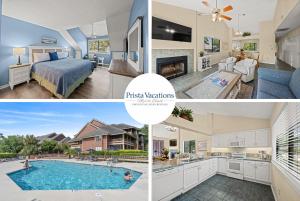 un collage de fotos de una villa con piscina en Kingston Plantation - Richmond Park #7E, en Myrtle Beach