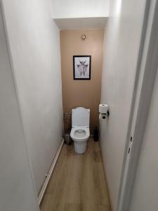 a small bathroom with a toilet in a hallway at Maison Icare in Feignies +13 photos