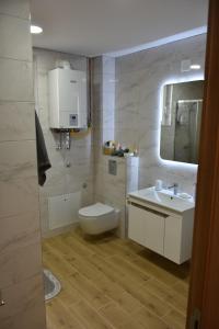a bathroom with a toilet and a sink at Countryside rest house in Novi Banovci +15 photos