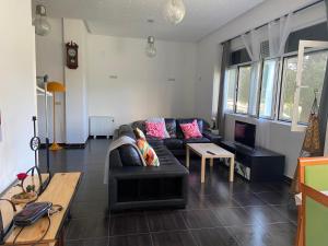 ein Wohnzimmer mit Sofa und Tisch in der Unterkunft La Herradura De San Pedro in Arenas de San Pedro