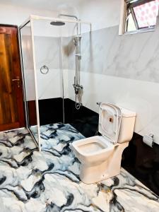 a bathroom with a toilet and a shower at Evergreen Resort Ella in Ella +18 photos