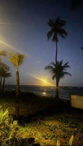 un gruppo di palme su una spiaggia al tramonto di Casa de Mônica a Camassari