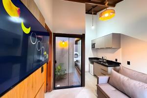 Dapur atau dapur kecil di Flat Fernandes no Centro de Bonito