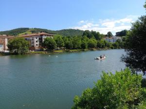 a group of people in a boat on a river at Appartement Béhobie in Urrugne
