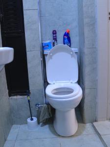 ein Badezimmer mit einer weißen Toilette und einem Waschbecken in der Unterkunft Havenly Homes Stay in Gatunga