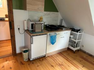a kitchen with a sink and a counter top at Gästehaus Kütt in Wörschach