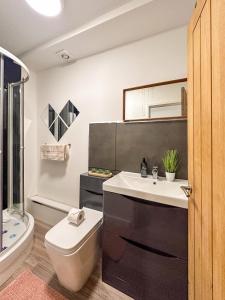 Et badeværelse på Spacious 1 Bedroom City Center Flat in Derby