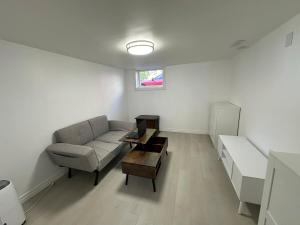 TV a/nebo společenská místnost v ubytování Modern 2 Bedroom basement suite, Excellent Location Near Downtown & Airport